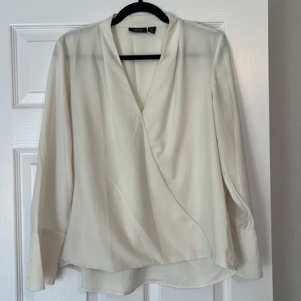 Halogen Cream Wrap Blouse